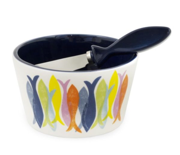 Bowl & Spreader - Hand Stamp Fish