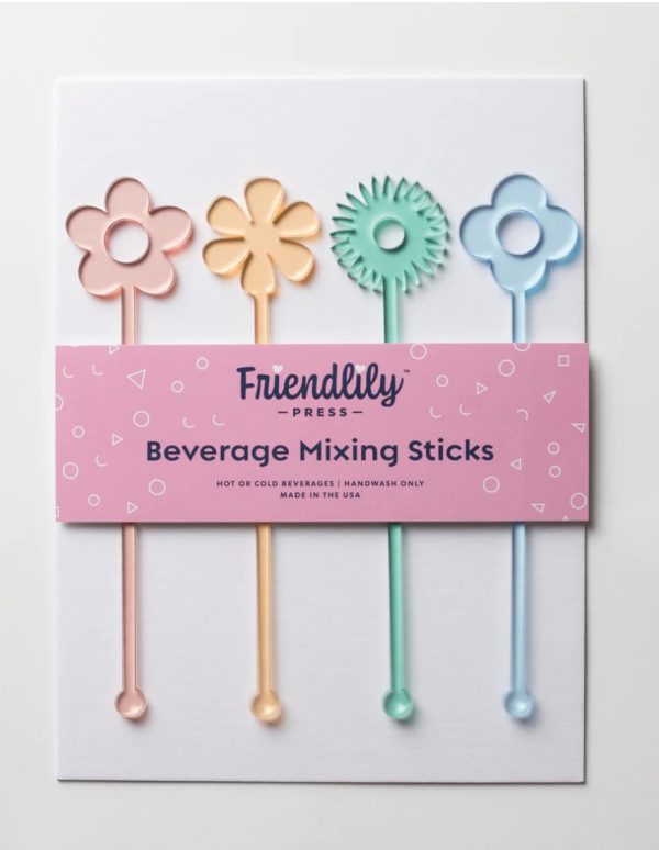 Drink Stirrer - Retro Flowers, Set of 4