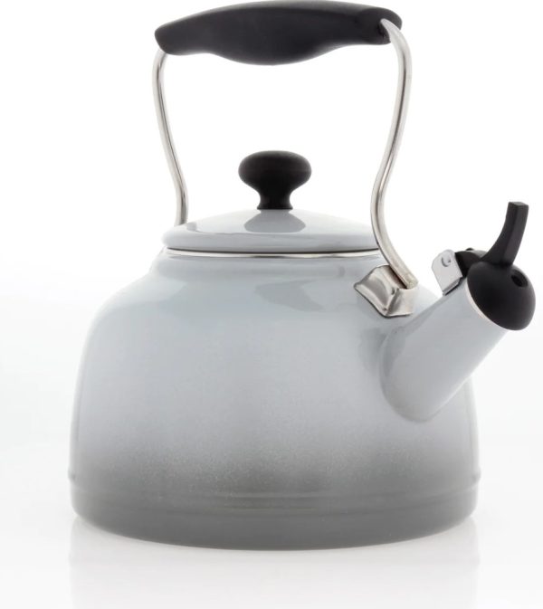 Teakettle - Enamel on Steel, Vintage, Steel Lake Grey