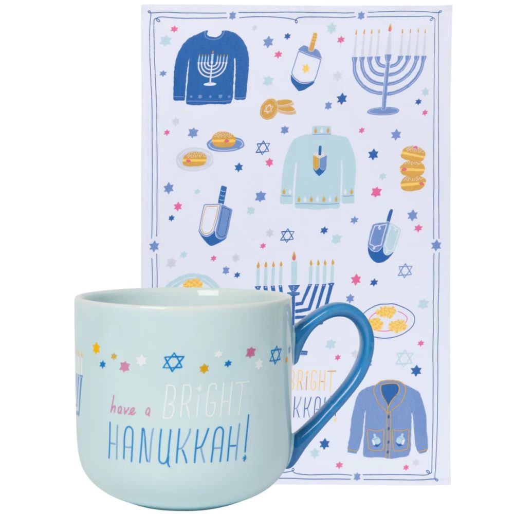 Mug & Tea towel Set - Bright Hanukkah