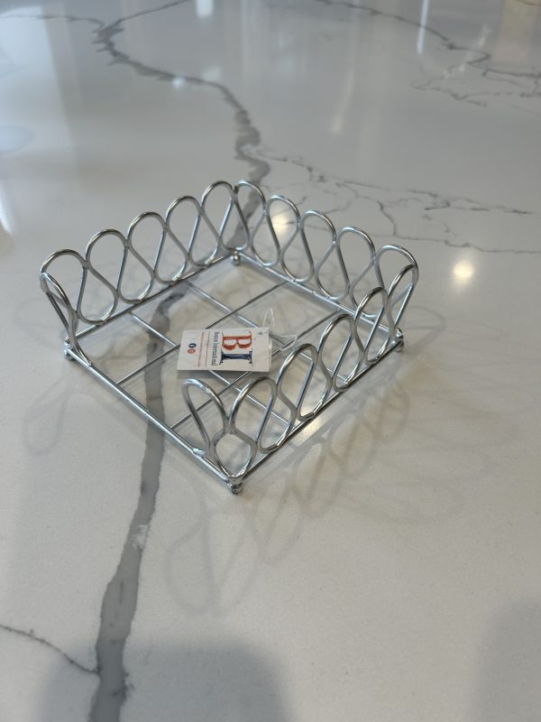 Napkin Caddy - Cocktail, Ribbon, Silver