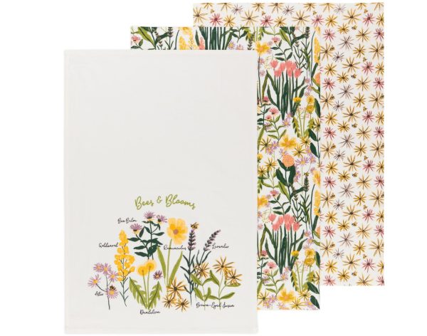 Floursack Towels - Bees & Bloom, Set of 3