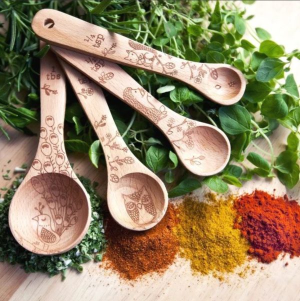 Measuring Spoons - Woodland, Solid Beechwood, Set of 4