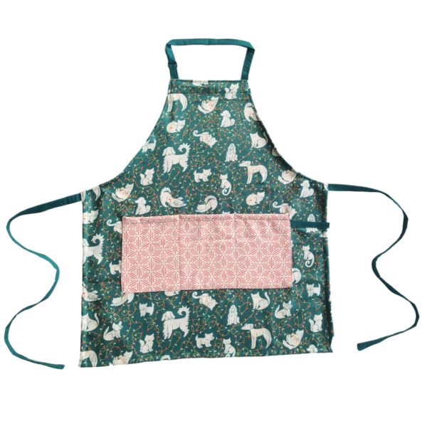 anywhere towel - Nuthatch Deck the Paws, Teal, Reversible