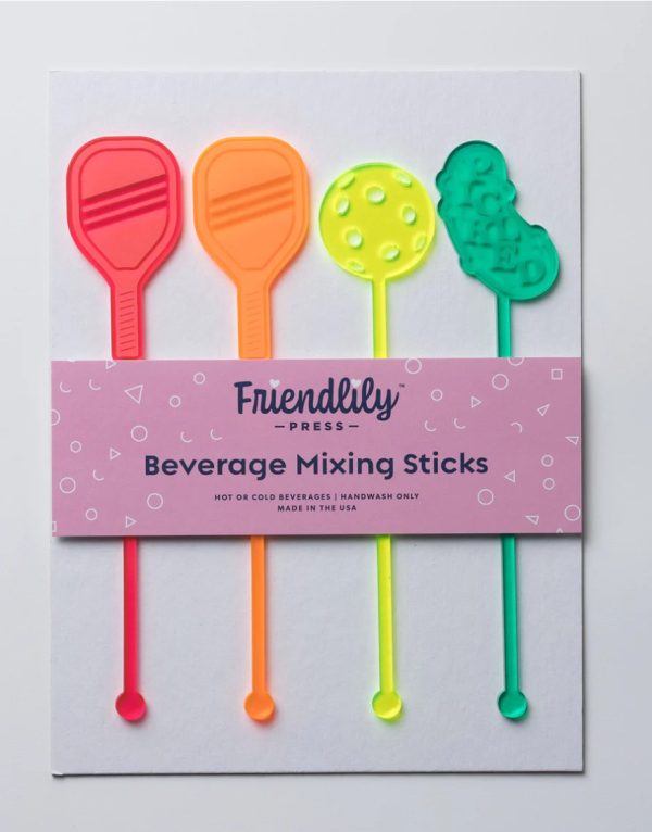 Drink Stirrer - Pickleball, Set of 4