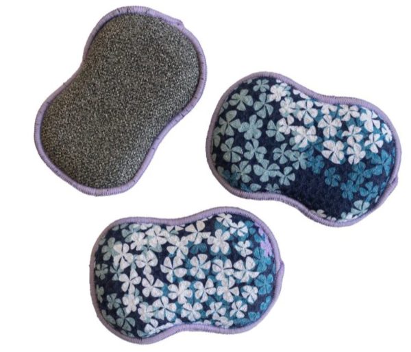 re:usable Sponges - Hydrangea, Grey, Set of 3