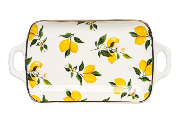 Serving Tray with Handles - Classic Lemon