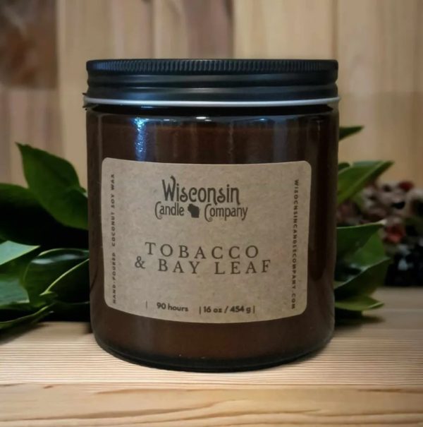 Candle - 16 oz. Jar, Tabacco & Bay Leaf