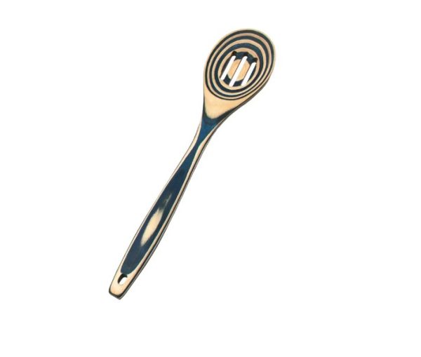 12" Blue Pakka Wood Slotted Spoon