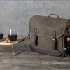 Wine Tote - Adventure, Khaki Green w/Brown Accents