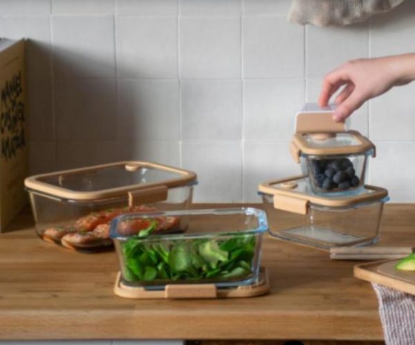 Vaccum Seal Set - 4 Rectangular Glass Containers, Pump