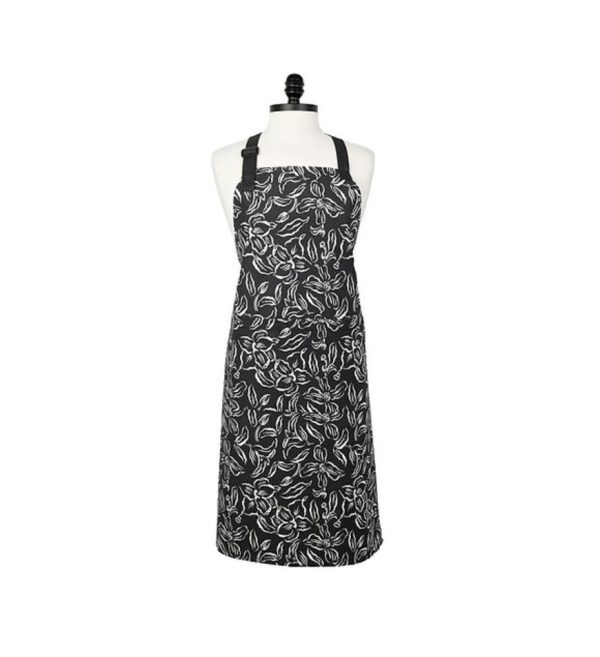 Apron - Designer Print, Water Lily Black