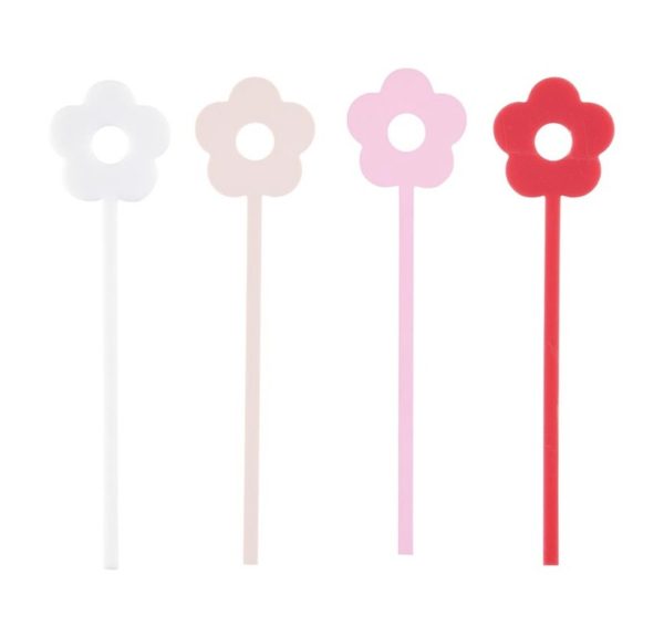 Stir Sticks - Pink Flower, Set of 4