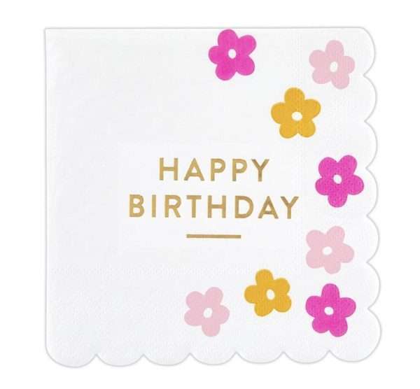 Napkin - Scalloped, Happy Birthday