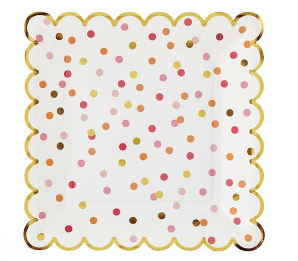 Paper Plates - Scalloped, 9", Confetti, 8 Count