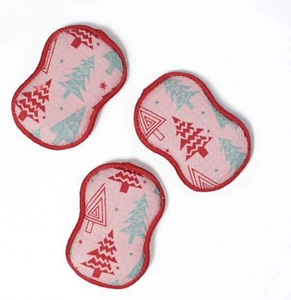 re:usable sponges - Twinkling Trees, Pink, Marie Le Moal, Set of 3