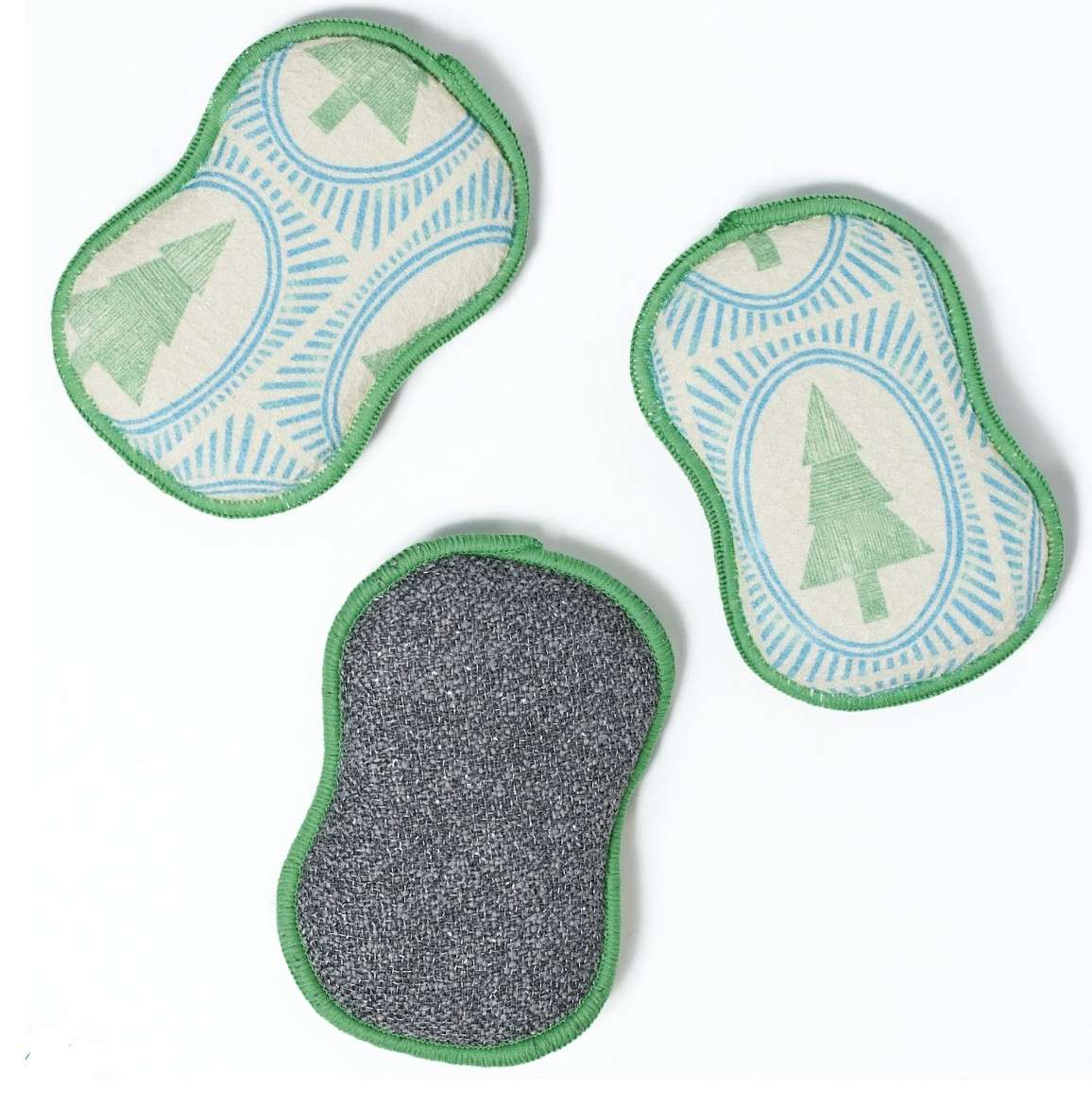re:usable sponges - Winter Grove, Robins Egg, Marie Le Moal, Set of 3