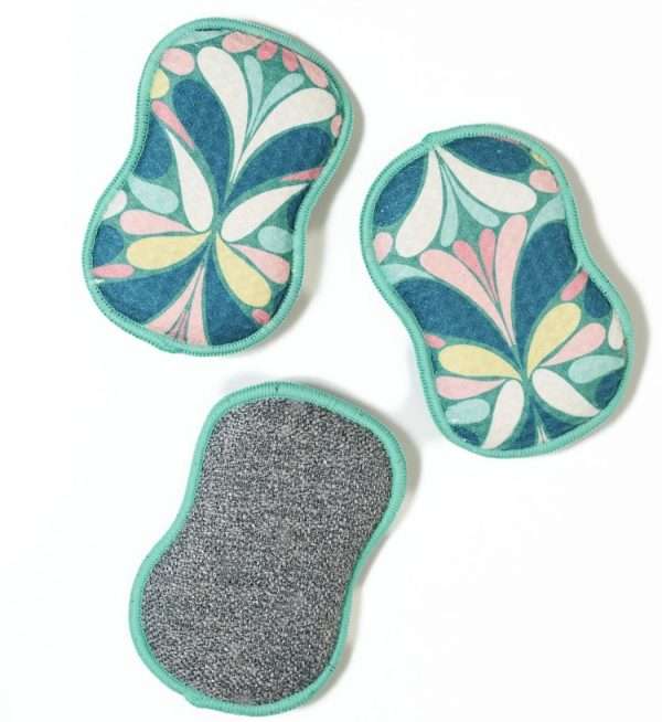 re:usable sponges - Neighbors Wreath, Cream, RJW, Set of 3