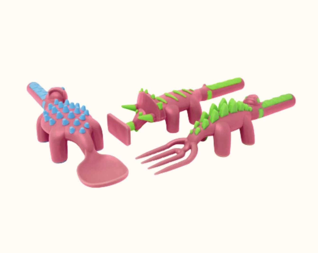 Utensil Set - Dinosaur, Pink