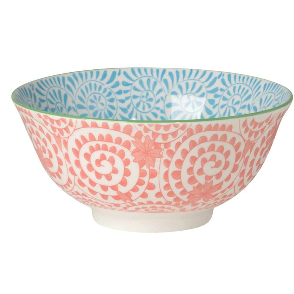Bowl - Orange Swirls/Blue, 6"