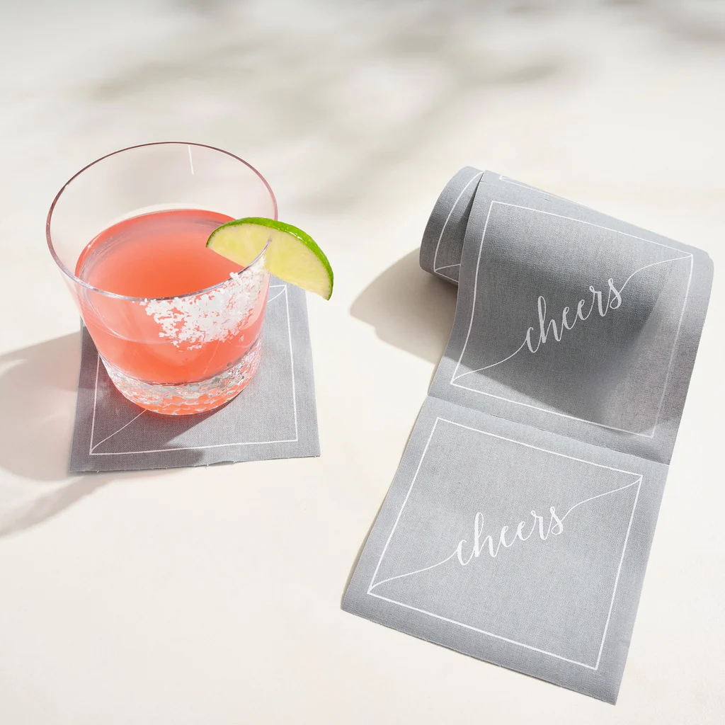 Napkins - Cocktail, Cheers, Grey
