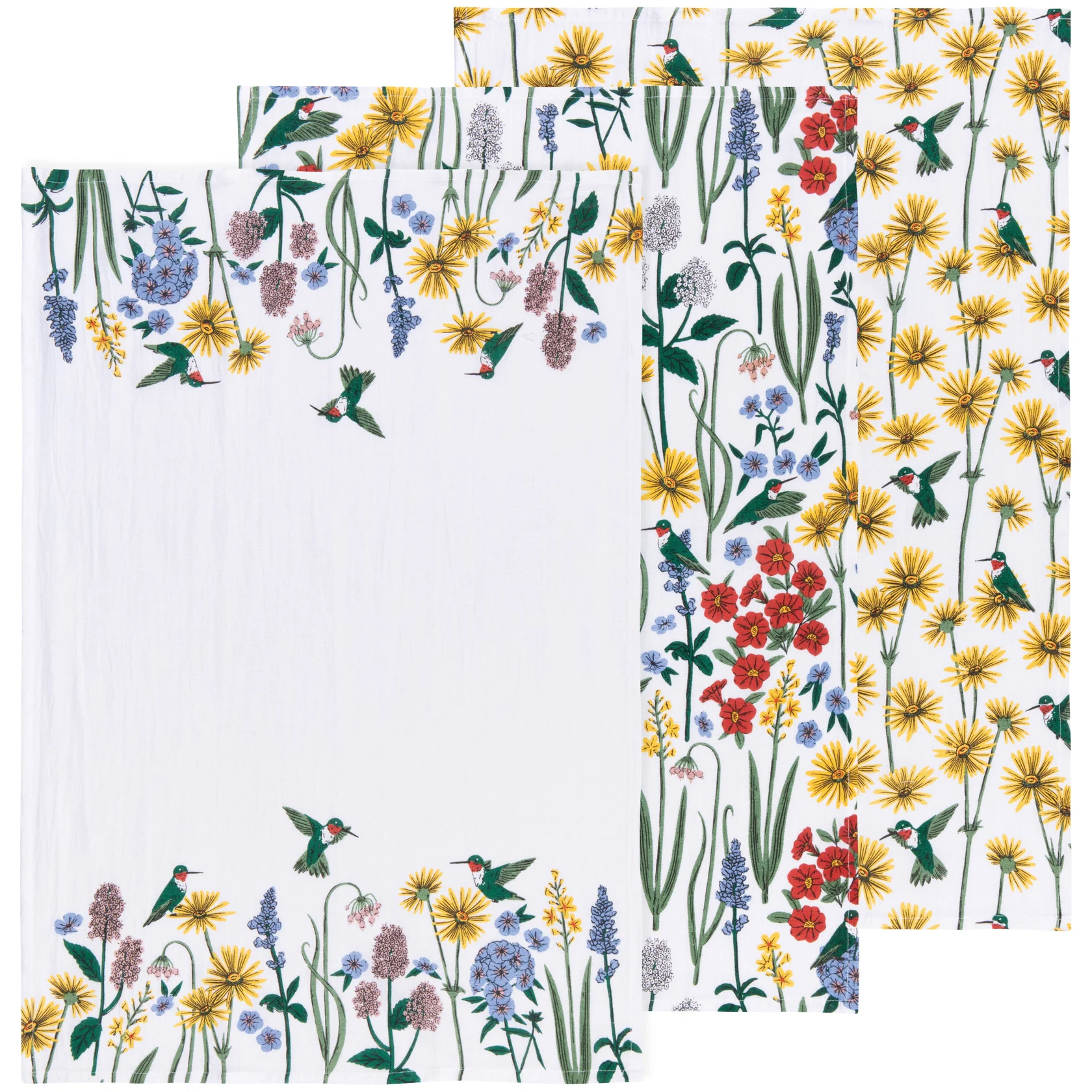 Dishtowel - Floursack, Bakers, Hummingbird, Set of 3, Assorted