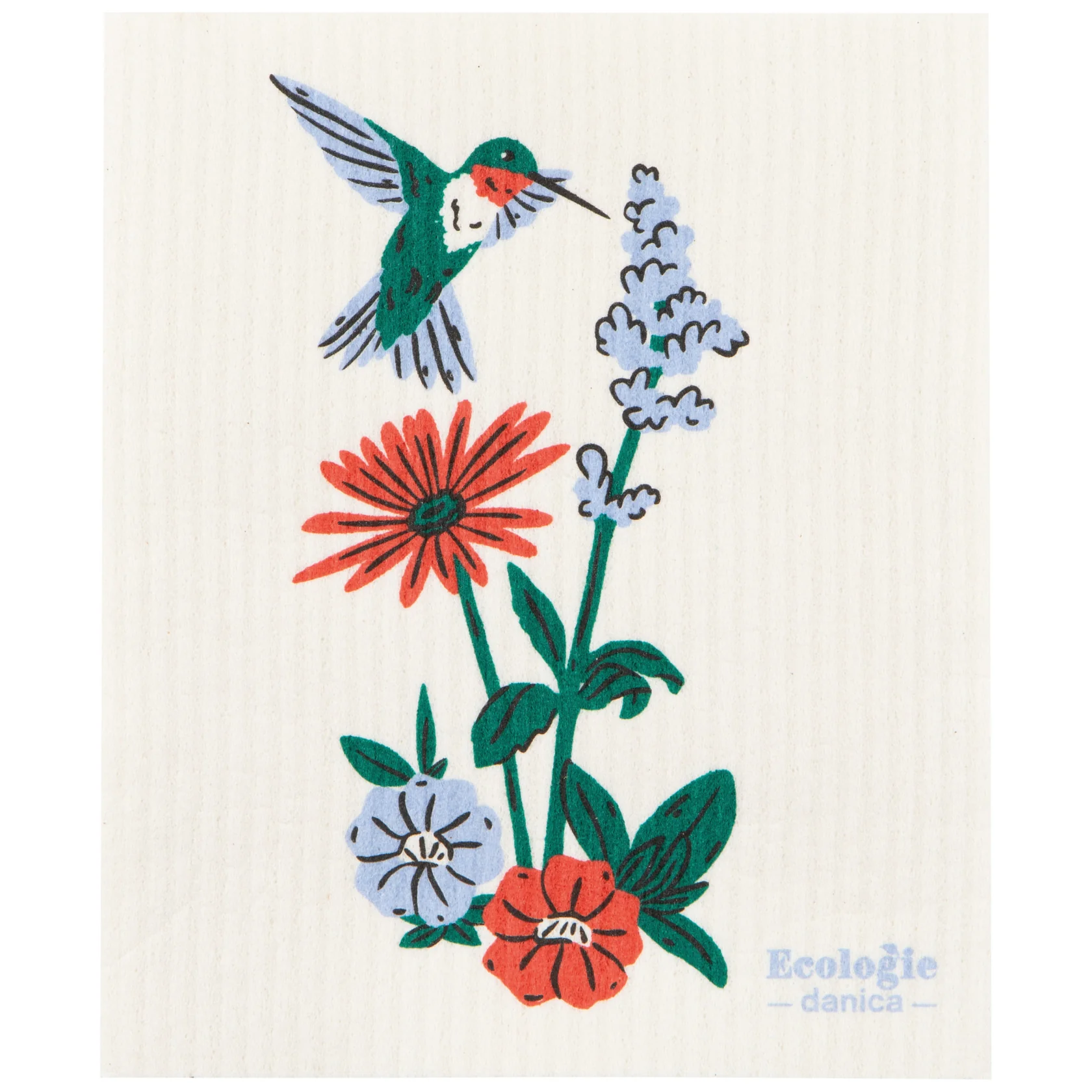 Swedish Dishcloth - Hummingbird Floral