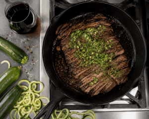 cast iron skirt steak chimichurri