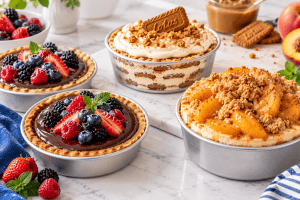 Berry, Biscuit, and Peach Dessert Trio