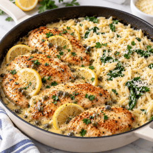 Creamy Lemon Chicken Skillet with Orzo