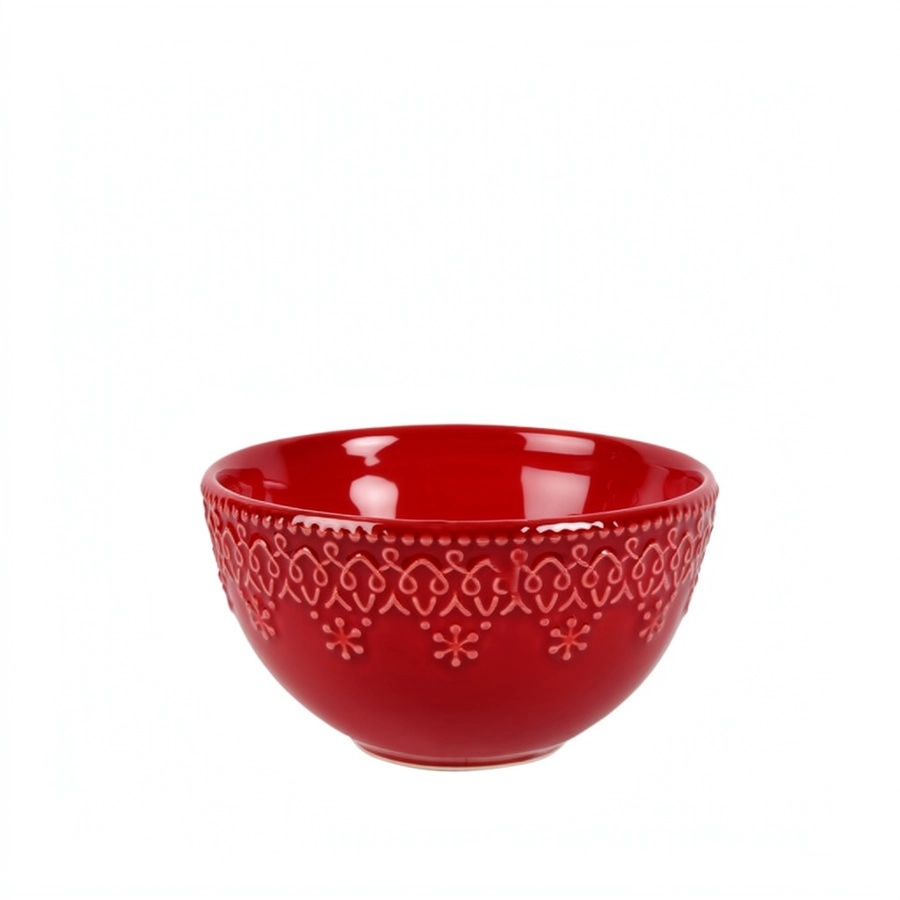 Bowl - Embossed, Traditional, Red